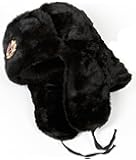 Hat Russian Soviet Army Black KGB Fur Military Cossack Ushanka Size L