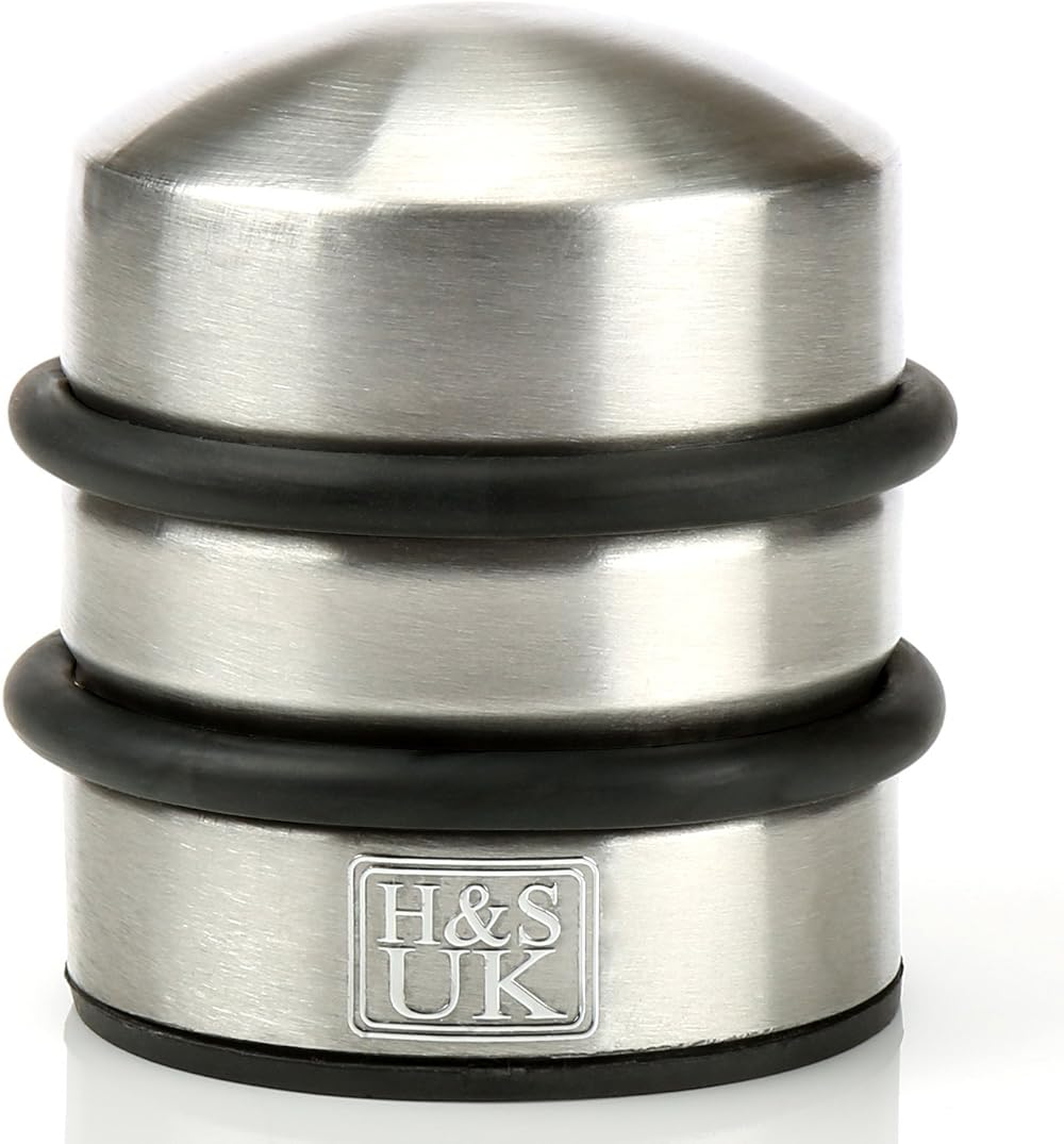 H&S 2.2lb Heavy Door Stop - Non-Scratch Stainless Steel Chrome Floor Stopper