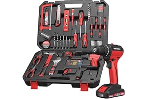WEIDDW Tool Box Set: Cordless 21V Power Drill Tool Kit with Battery, Electric Drill Driver for Men, Home Hand Repair Basic Toolbox Tools Sets, Drills Case