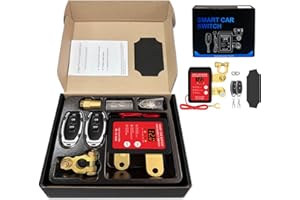 XHCSEN 12V Smart Battery Disconnect Switch with Remote Control - Perfect for Cars, Trucks, RVs, and ATVs - Features LED Voltage Display and Anti-Theft Battery Cut-Off Capability (Black-DC)