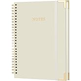 Alkalo A4 Large Spiral Notebook Journal, (8.5×11'' )100 Pages 50 Sheets Linen Hardcover College Ruled Journaling For Work & Note Taking Thick Spiral Journal For Writing Daily Journal For Women & Men - White