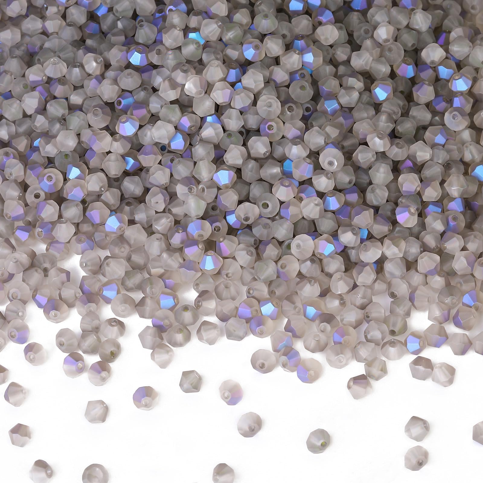 DoDoBeads 720 Pcs 4mm Bicone Crystal Beads, One-Sided Fancy Gray Beads for Bracelet Making, Glass Beads for Bracelet Making, 4mm Beads for Jewellery Making, Small Beads for Friendship Bracelets