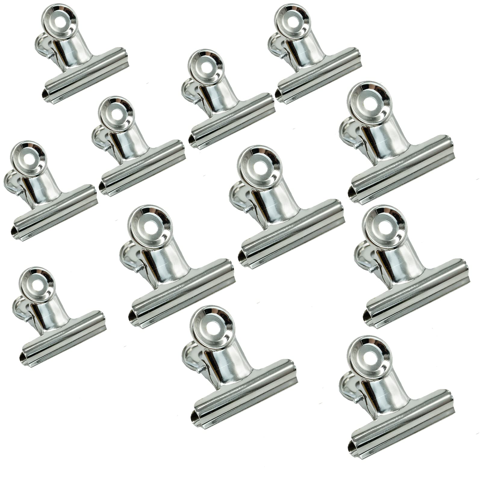 12 Pcs of Silver Bulldog Clip,Metal Clips,Bull Dog Clips, Metal Photo Clip Wallet and File Folder, Suitable for Home and Office Supplies (50mm, 63.0mm)