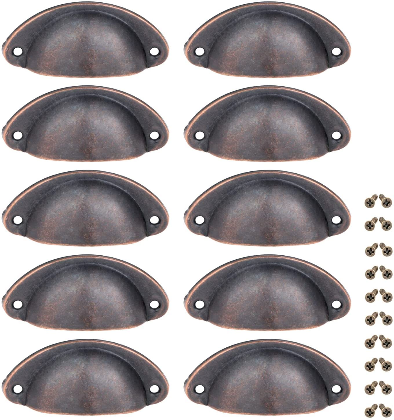 Yetaha 10PCS Handles for Chest of Drawers, Cabinet Cup Pull Handle, 82x35mm Shell Pull Handles, Vintage Antique Kitchen Cupboard Pulls Furniture Knob, Antique Copper — image 1
