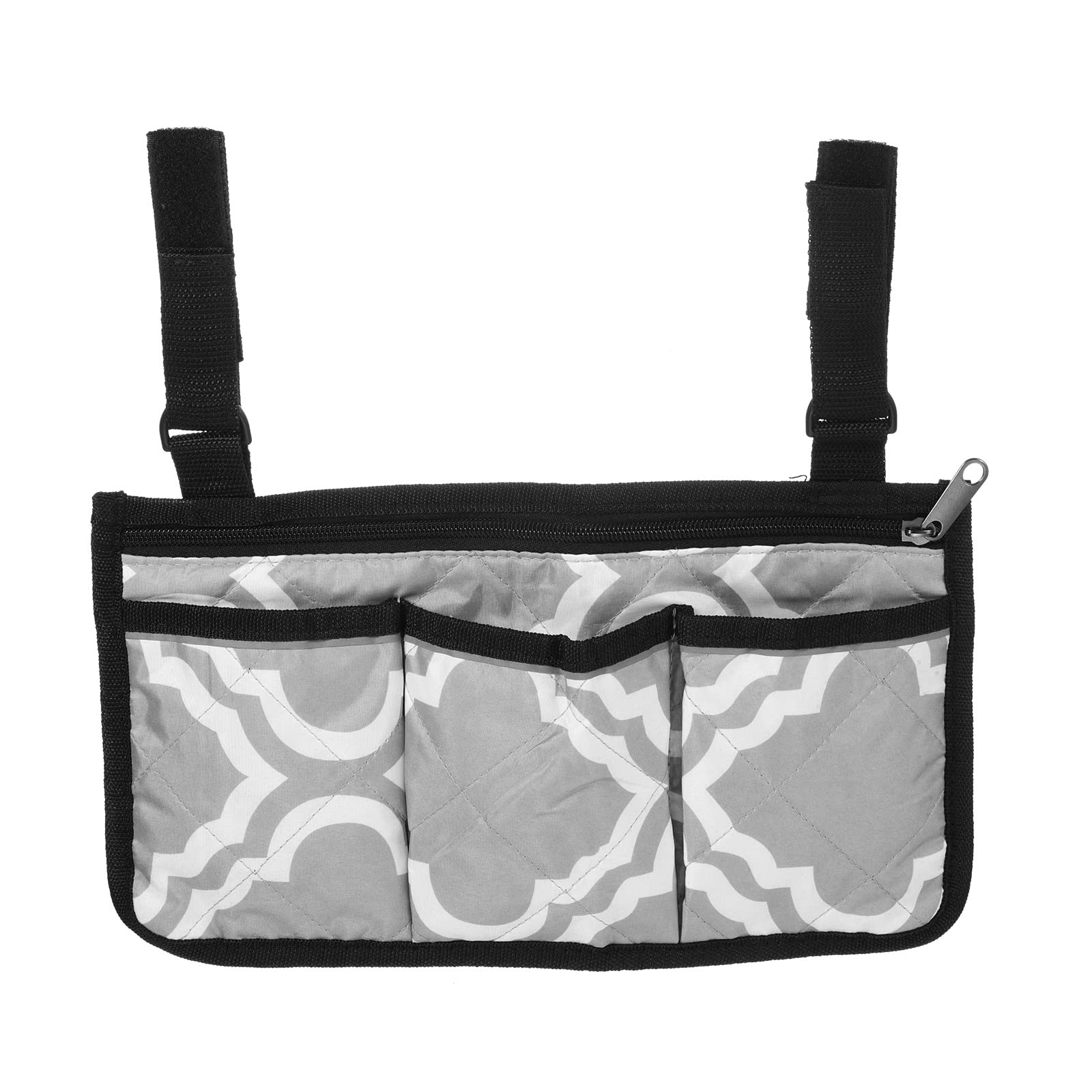 PATIKIL Beach Chair Armrest Bag, Waterproof Beach Chair Hanging Storage Pouch Arm Rest Magazine Snack Bag with 4 Pockets for Camping Outdoors, Grey White