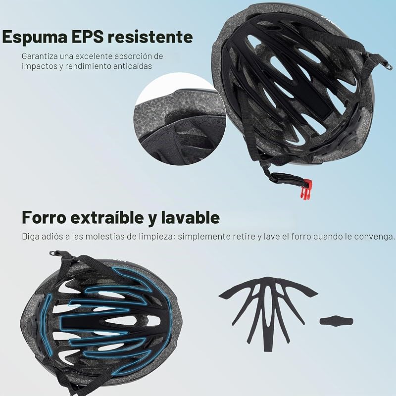 Casco Bicicleta Adulto, Ligero Transpirable Hombre, Carbono M