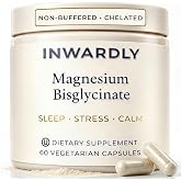 INWARDLY Magnesium Bisglycinate 500mg - TRAACS High Absorption Chelated Pure Magnesium Glycinate Supplement - Sleep &amp; Calm Support - Non-Buffered, 1-Capsule Serving, 60 Vegan Capsules