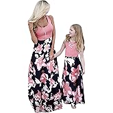 GORIFE Matching Mommy and Me Dresses Beach Family Matching Casual Long Sleeve Clothing Outfits with Plus Size