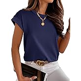 ANRABESS Women Cap Sleeve Tops 2026 Trendy Summer Loose Fit Cute Basic T Shirts Business Dressy Casual Outfits Clothes