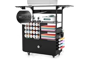 ZOILLZ 2024 Upgrade Oversize Rechargeable Storage Organizer Compatible with Cricut Machine, Rolling Craft Storage Cart with Wheels, Charging Station, Pegboard, Hooks, Vinyl Roll Holders