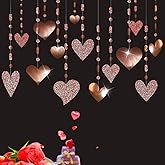 Cheerland Rose Gold Heart Party Decorations Valentines Day Garland Paper Streamers Hanging for Mothers Day Tea Brunch Romantic Birthday Anniversary Wedding Bridal Shower Love Date Party Supplies 16pcs