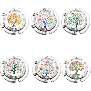 MYLEUS 6 PCS Foldable Purse Hook, Women's Handbag Hangers Folding Decor Table Hook, Women's Handbag Hanger Holder(Tree of Lif