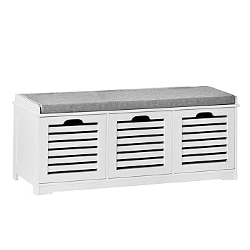 SoBuy Banco de Almacenamiento con Acolchados Cojines y 3 Cubos, Entrada