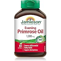 Jamieson Evening Primrose Oil 1,000 mg, Omega-6, Supports Skin Hydration, Skin Smoothness, Reduces Acne Symptoms, and Provide