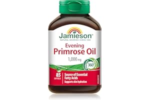 Jamieson Evening Primrose Oil 1,000 mg, Omega-6, Supports Skin Hydration, Skin Smoothness, Reduces Acne Symptoms, and Provide