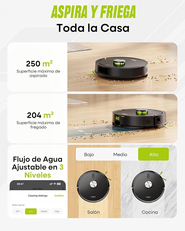 Robot Aspirador y Fregasuelos 3 en 1 10,000PA