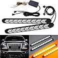 SOCAL-LED LIGHTING Arrow LED DRL Switchback Strips 10" (25cm) 12V Sequential Flashing Turn Signal Lights, Dual-Color Amber White, Pack of 2