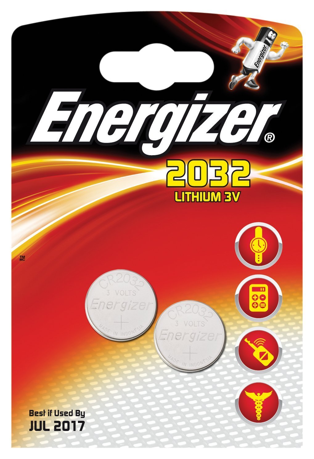 Energizer CR2032 Batteries (2 Pack) - Lithium 3V Coin Battery - AirTags, Car Key Fobs, Watches, Home/Medical/Fitness Devices - 10 Year Shelf Life - Child Resistant Packaging