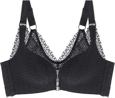 Plus Size Women Wirefree Push Up Bra Front Close Lace Back Bra at Amazon Womenâs Clothing store