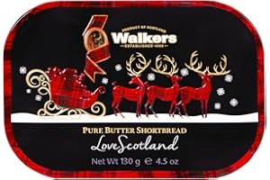 WALKERS Walker’s Shortbread Cookies in Sleigh Keepsake Cookie Tin, 4.6 oz, Includes 8 Christmas Cookies