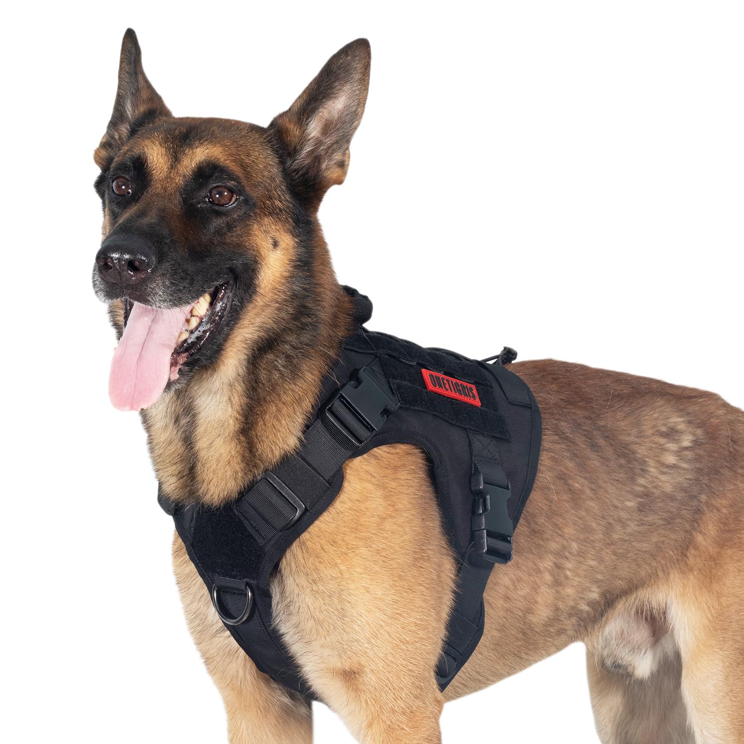 OneTigris Tactical Dog Harness With Handle - No-Pull Service Vest With Hook & Loop Panels for Large Dogs, Adjustable for Walking Hiking Training (Black, X-Large)