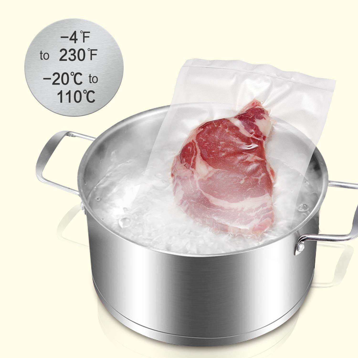 Bonsenkitchen Vacuum Food Sealer Bags (20X30cm) 100 Bags, BPA Free, Commercial Grade Textured Food Vacuum Sealer Bag - Image 5