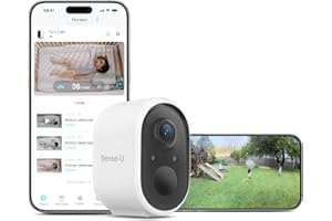 Sense-U Battery Baby Monitor Smart Security Camera, Indoor/Outdoor Use, AI Breathing Detection, 1080p Video Monitor, Weatherproof Wireless Camera, 2-Way Audio, No Monthly Fee