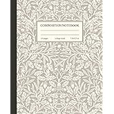 Composition Notebook College Ruled: Beautiful Vintage Beige Cream Floral Pattern | Botanical Aesthetic Journal for School, College & Work