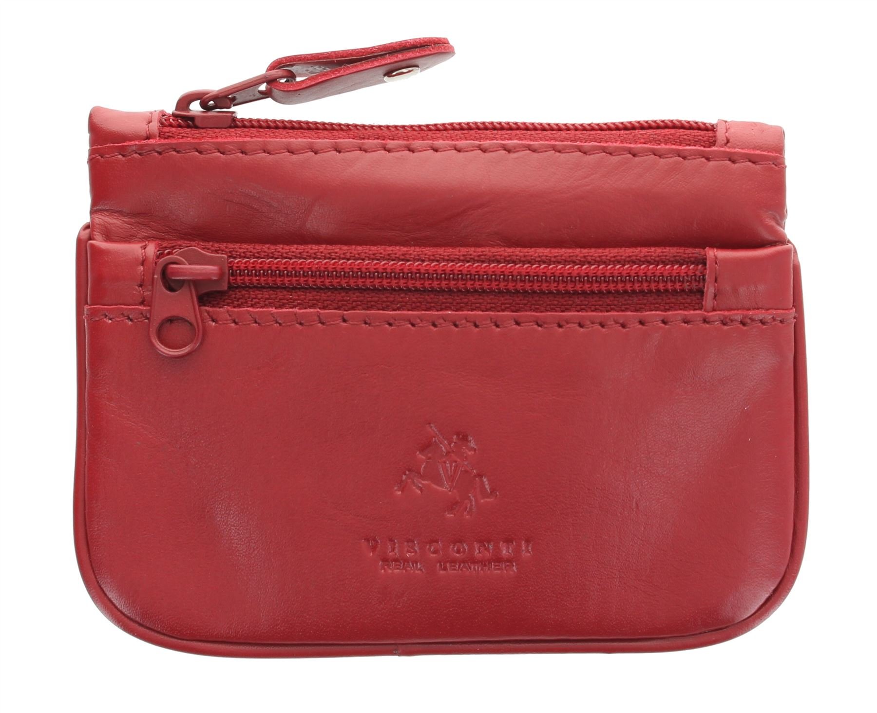 Visconti Leather Zip Top Coin Purse/Keycase CP3 Red