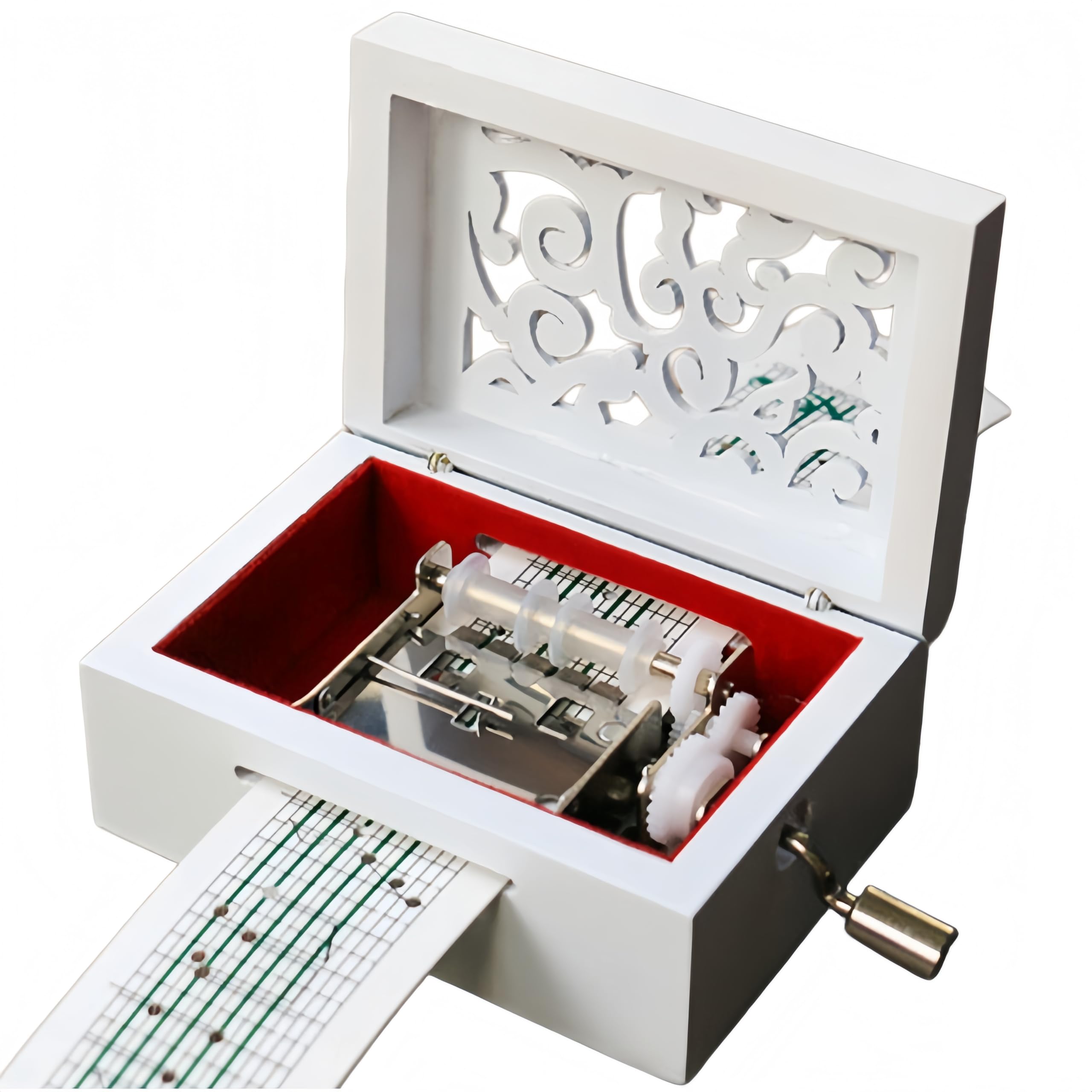 Cuzit Make Your Own Music Box Kit Carved Wood Mechanism Musical Box Handcrank DIY Musicbox Gift-15 Notes Valentine's Day Gift