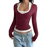 RYOEGOUU Women's Long Sleeve T Shirts，Soft Cotton Tops for Women, Trendy Cute Long Sleeve Tops for Daily Wear
