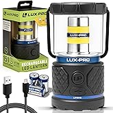LUXPRO Rechargeable Dual-Power 1100 Lumen LED Lantern for Up to 150 Hours of Use - Camping Lantern with Built-in Power Bank - Dimmable LED Light with IPX4 Water-Resistant Rating (Camping Lantern)