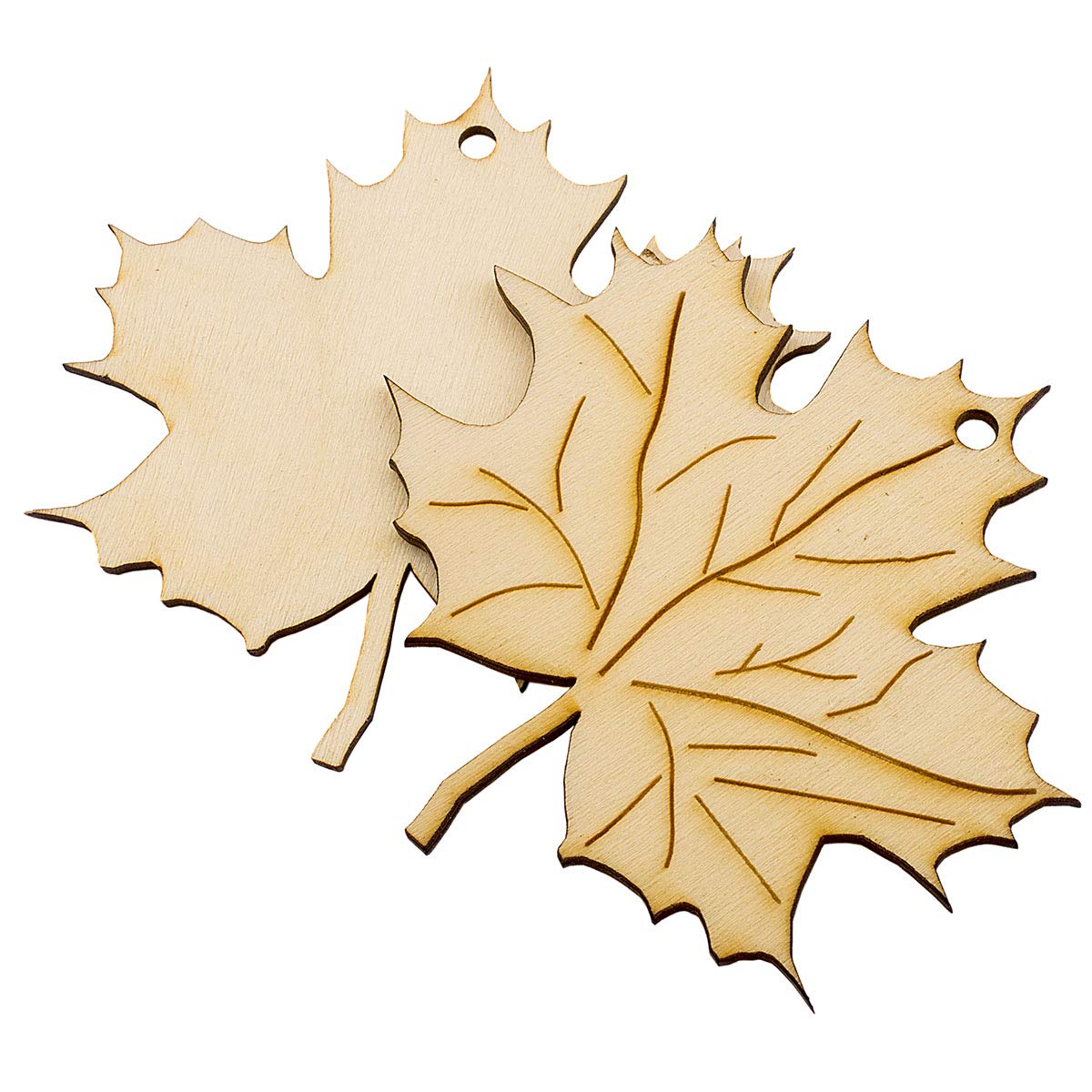 Summer-Ray Set of 20 Laser-Cut Wooden Maple Leaf Cutouts – 2.5mm Thick Plywood – Rustic Autumn Décor, Thanksgiving, Fall Wedding & Seasonal Crafts