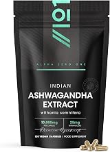 ALPHA01 Ashwagandha Extract 10000mg 25mg Withanolides 120 Veg Caps BioPerine