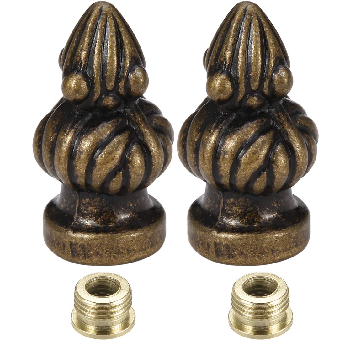 sourcing map Bronze Cap Knob Lamp Shade Finial Decoration Dual Thread 1-3/8 Inch High 2Pcs