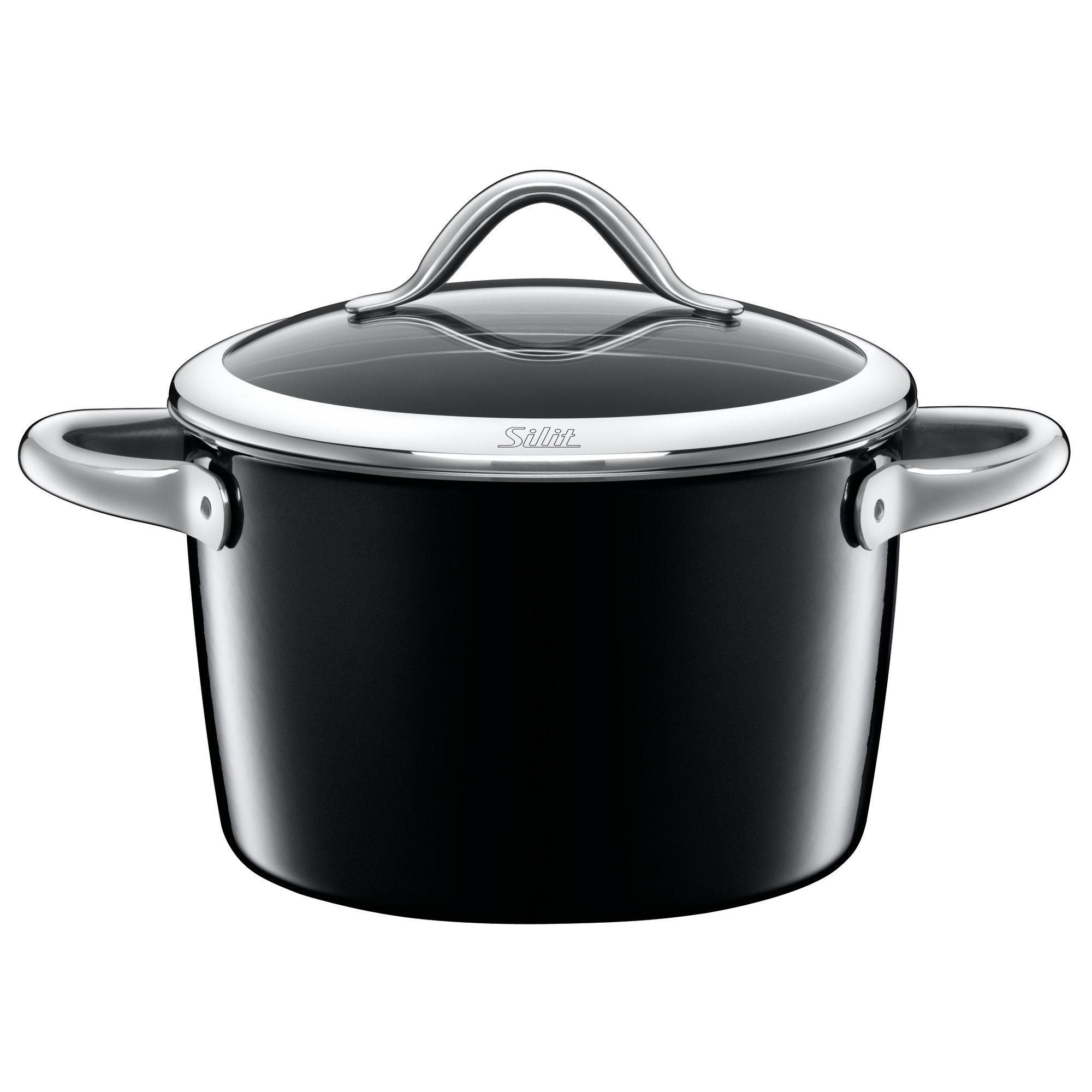 Silit "Vitaliano Nero High Casserole with Lid, Black, 22 cm