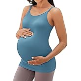 ATTRACO Women's Maternity Tank Tops with Built in Bra Seamless Y Back Side Ruched Pregnancy Tank Top