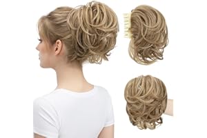 youngways Claw Clip Short Ponytail Messy Bun Hair Piece Bendable Hair Branch Extensions Fluffy Wavy Curly Synthetic Versatile Sand Hairpieces