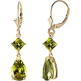 4.5 CTW 14k Solid Yellow Gold Dangling Earrings with Natural Peridots