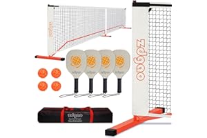 ZDGAO Pickleball Net Set for Driveway, 22FT Regulation Size Pickleball Net with Paddles Set of 4, Outdoor Pickleballs and Carry Bag for Driveway, Weather Resistance Strong Steel Frame