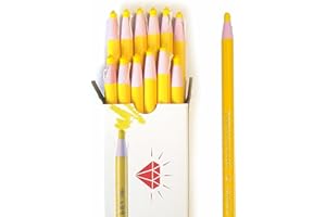 LENITH Korean Glass Markers Grease Pencils Peel-Off Type Grease Pencils China and Porcelin Marker/Wax pencil for Vinyl, Metal, Skin, Paper, window glass, Checking Markers (12 Pencils) Color:Yellow