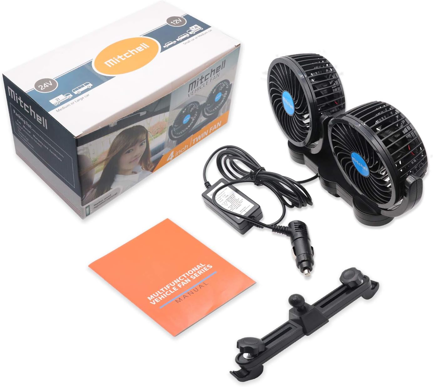 Vehicles JAPower Car Amplifier Cooling Fans 12V Portable Electric Car Rear Seat Fan 360 Degree