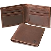 Kolossus Wallet for Men, Full Grain Leather, Minimalist Slim, RFID Blocking, Billfold with 6 Card Slots (Brown)