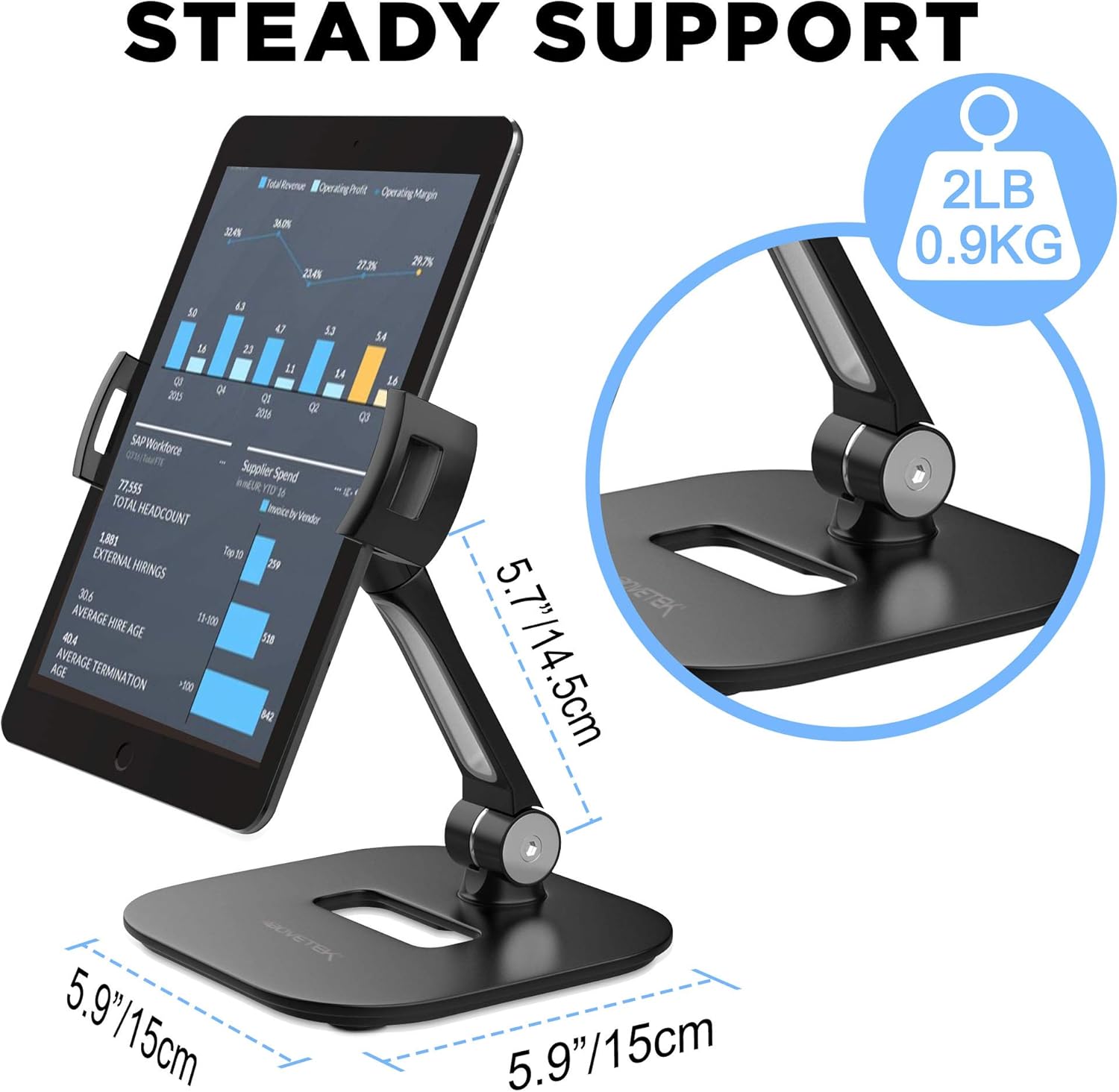 AboveTEK Tablet Stand Holder, Stylish Aluminum iPad Stands - Image 5