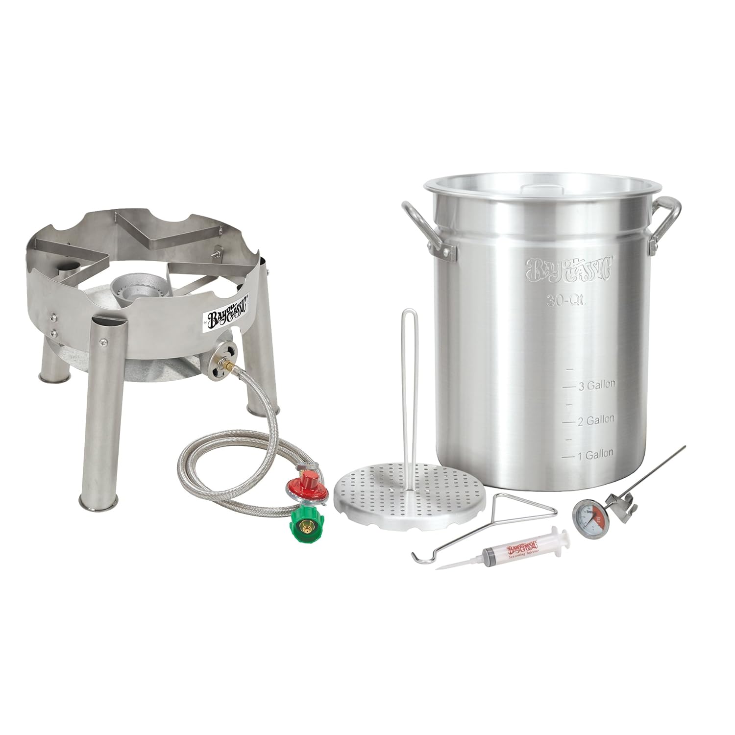 Bayou Classic Complete Deluxe Turkey Fryer Kit Aluminin Pot, Low Profile SS burner.