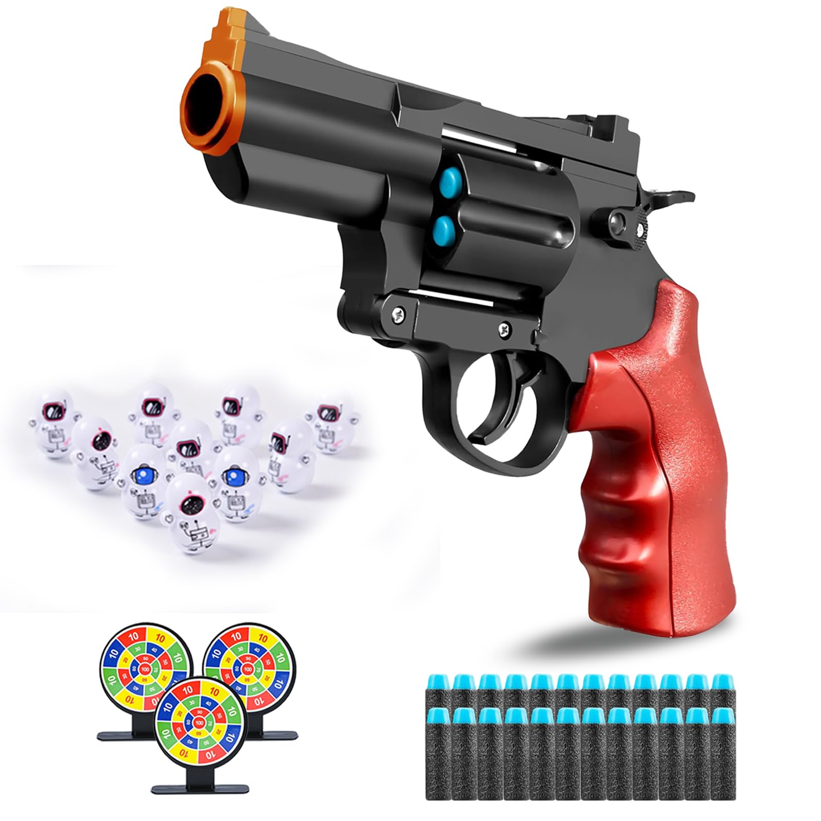Soft Bullet Gun Toy, Blasters, Shockwave,Safe Toy Fake Gun Model Revolver Toy Gun with Soft Bullet Look Real Action Mini Pistol Model for Children Age 3-8+ (Brown)