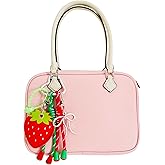 QTMY Cute Strawberry Bow Rope Braided Keychain Bag Charms for Handbag Purse Backpack Accessories for Bogg Bag,925-1