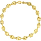 Savlano 925 Sterling Silver Puffed Mariner Link Chain Bracelet-18K Gold Plated Hollow Anchor Chain Bracelet for Women Comes with Gift Box- Made in Italy