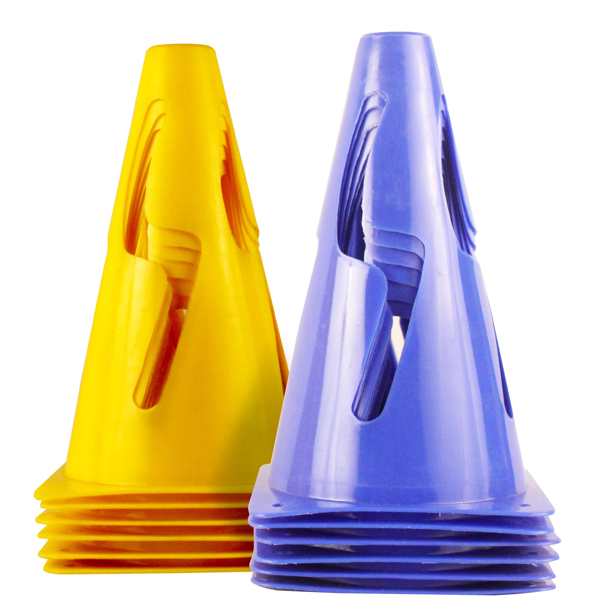 GSi Agility Training Wind-Resistant Cones/S-Slit Design, 12 Cones in 2 Colors /9 Inch Height/Cones for Training, Sports Drills & Field Marking
