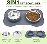 Pecute Double Stainless Steel Dog Bowls with Non-Slip Silicone Mats Grey (26 & view 2